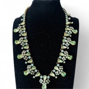 Vintage J. Crew Midcentury Style Necklace with Iridescent Pale Green Stones